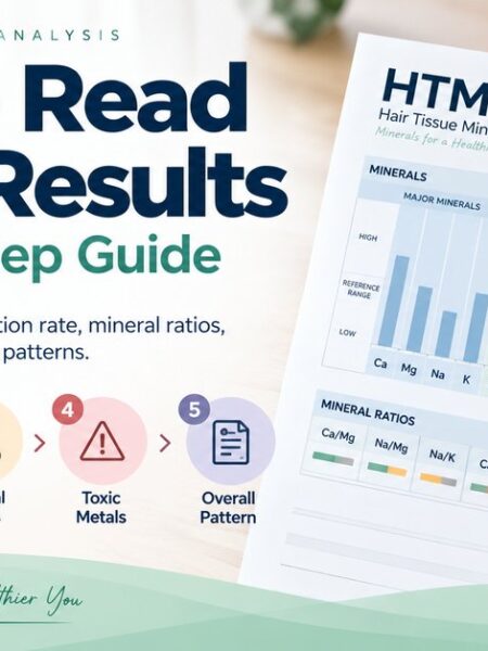 How to read HTMA results showing oxidation rate, mineral levels, mineral ratios, toxic metals, and overall mineral patterns.