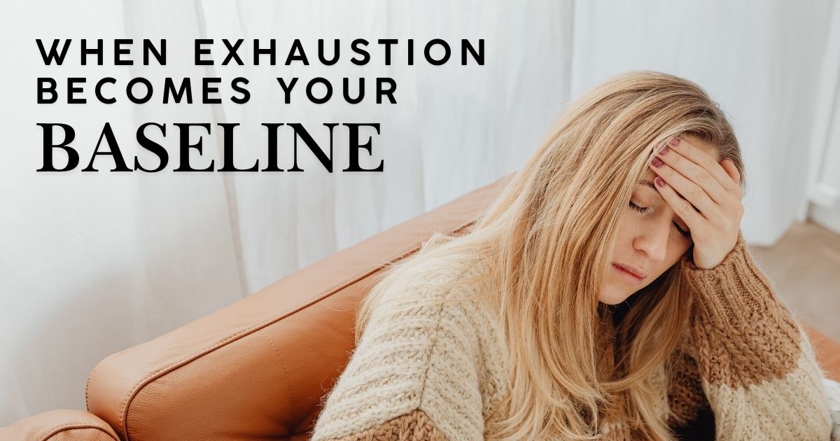 Woman showing signs of chronic fatigue and nervous system burnout, resting due to persistent exhaustion