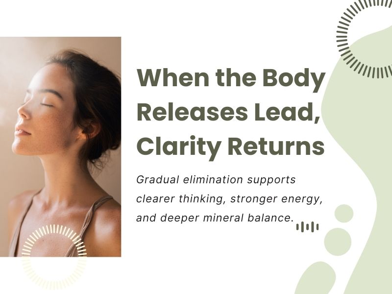 Woman with eyes closed symbolizing lead detoxification, supporting clearer thinking, stronger energy, and improved mineral balance.